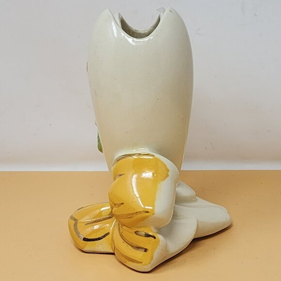 Vintage Ceramic Heart Shaped Vase/Planter With Floral & Bow Accents - Picture 2 of 13